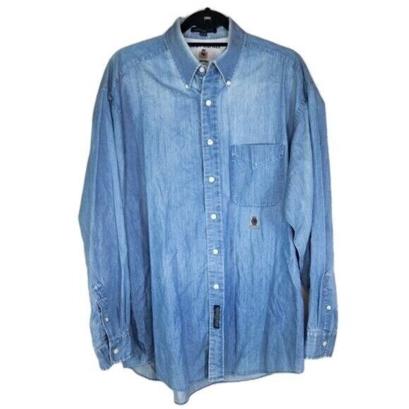 tommy hilfiger button down Long Sleeve  Shirt Men Size 16.5-35 - Picture 1 of 8